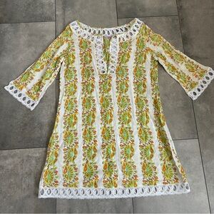 Calypso christiane celle cover up crochet lace swim retro tunic size 2